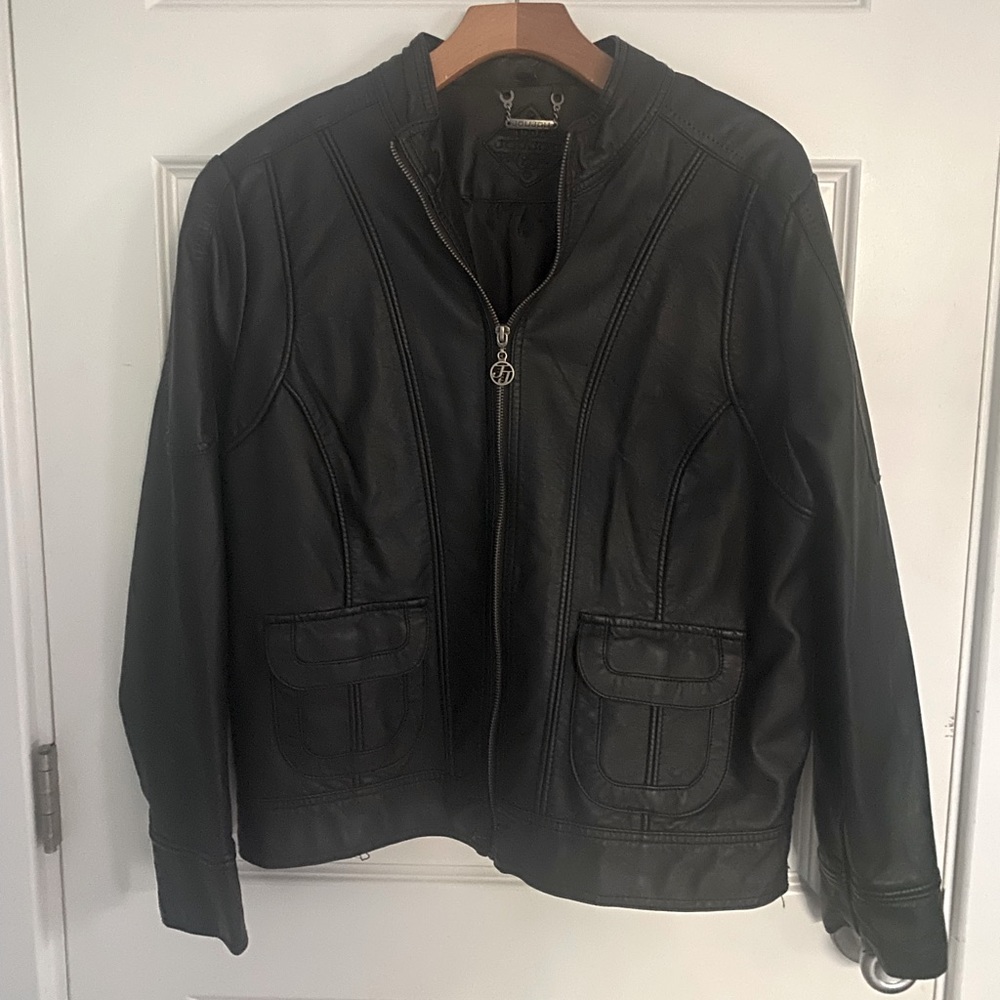 Jou Jou  black vegan leather jacket Sz:1X